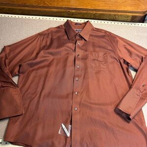 Men’s Non iron Roberto Villini 18-34/35 dress shirt, Rust, (need cuff links)